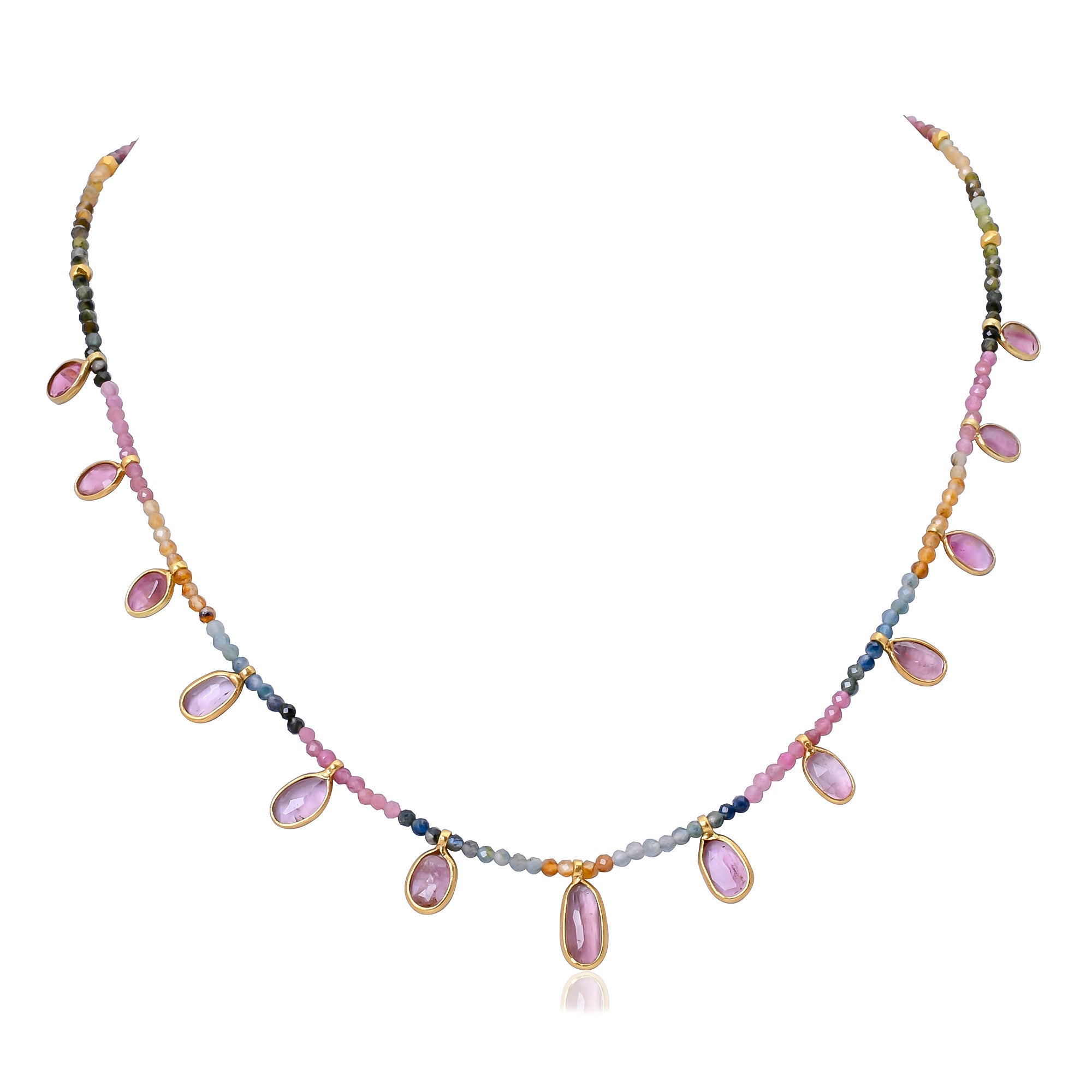 Silver Gold Plated Tourmaline Necklace