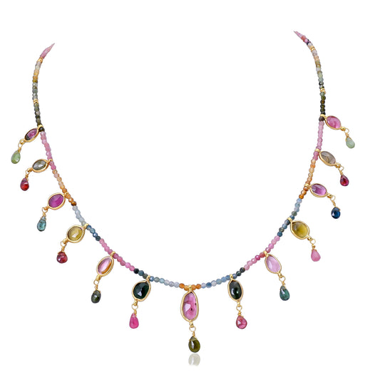 Silver Gold Plated Tourmaline Necklace