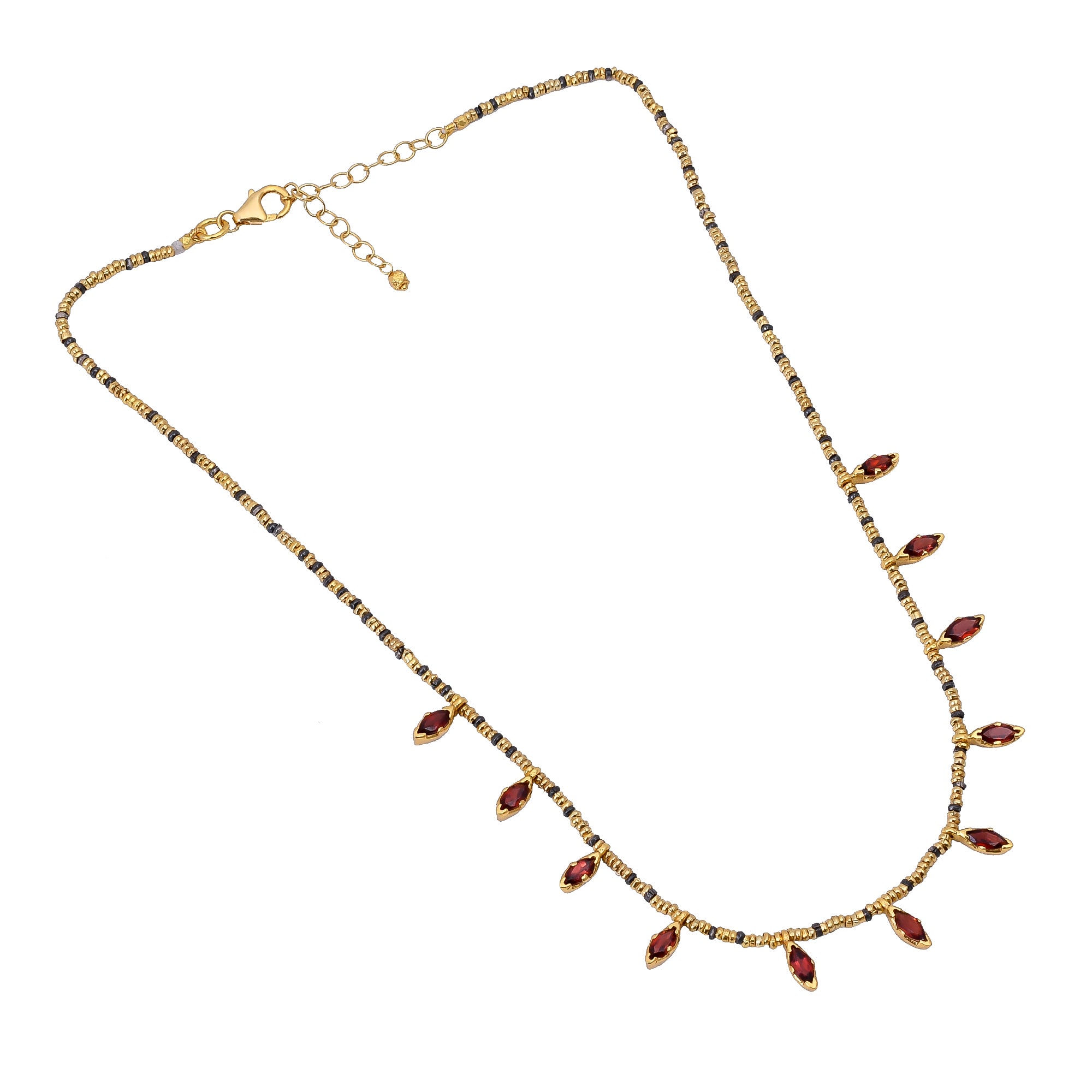 Silver Gold Plated Garnet Necklace