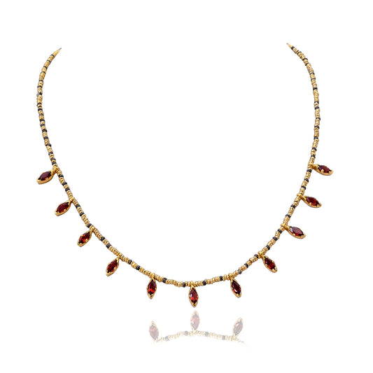 Silver Gold Plated Garnet Necklace