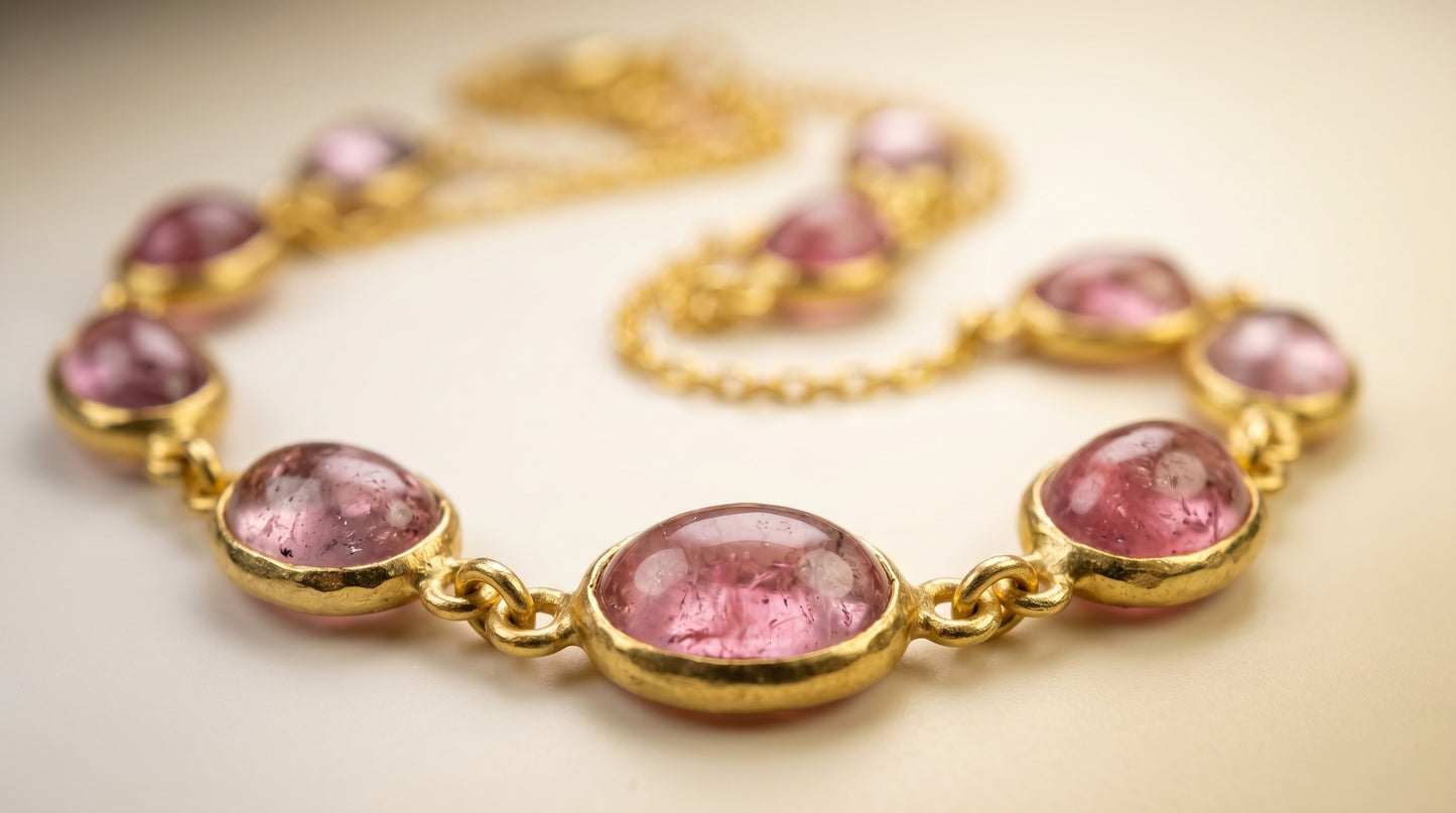 925 Silver Gold Plating Elegant Bi Tourmaline Necklace