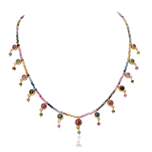 Silver Gold Plated Tourmaline Necklace