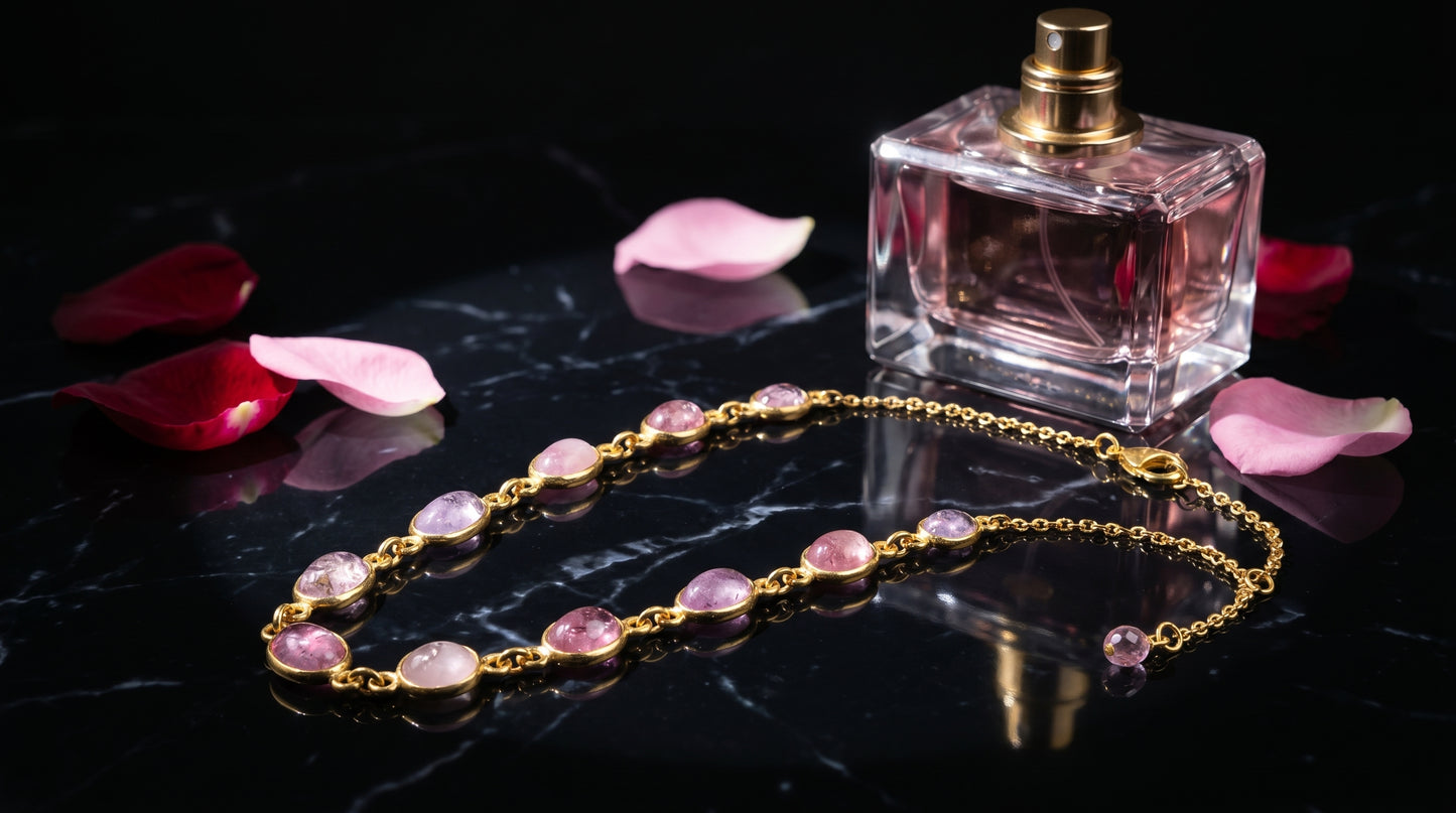 925 Silver Gold Plating Elegant Bi Tourmaline Necklace