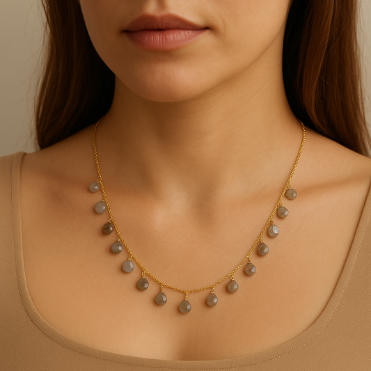 925 silver gold plated Labradorite Necklace