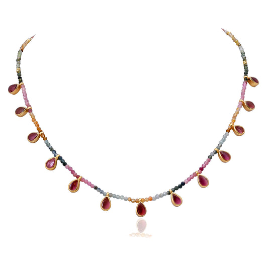 Silver Gold Plated Tourmaline Necklace