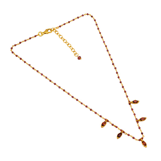 925 Silver Gold Plated Garnet Gemstone Necklace