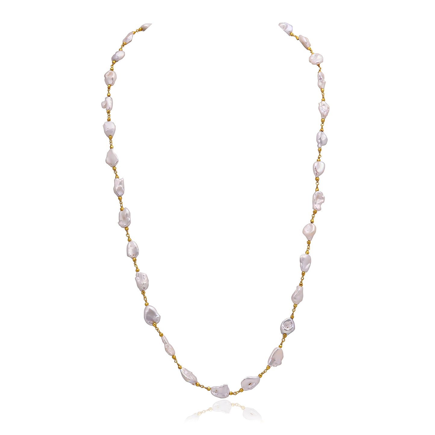 Handmade 925 Silver Gold Plated Pearl Necklace