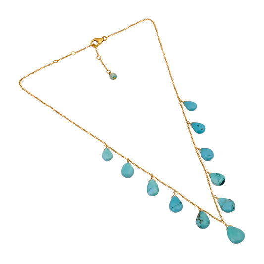 Handmade 925 Silver Gold Plated Turquoise Necklace