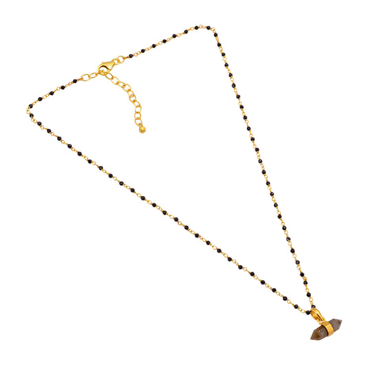 Silver Gold Plated Black-Onyx / Labradorite Pendant Necklace