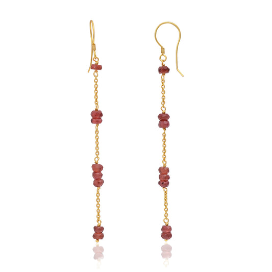 Silver Gold Plated Garnet Earring