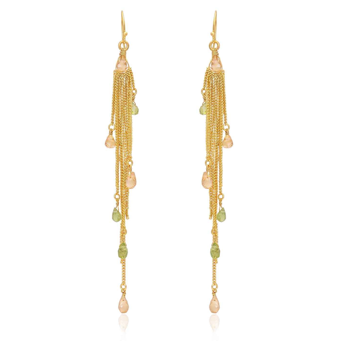 Silver Gold Plated Citrine and Peridot Earring