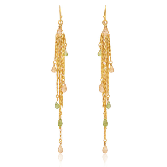 Silver Gold Plated Citrine and Peridot Earring