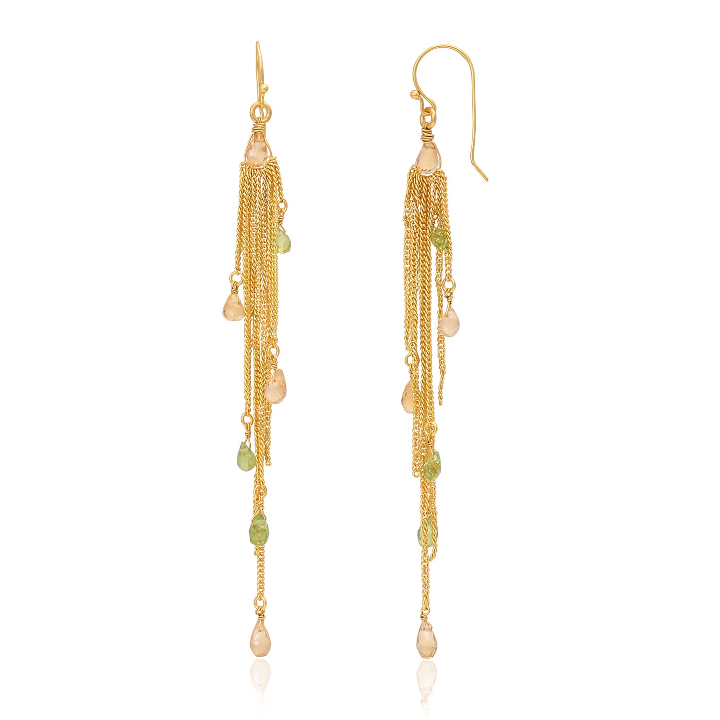 Silver Gold Plated Citrine and Peridot Earring