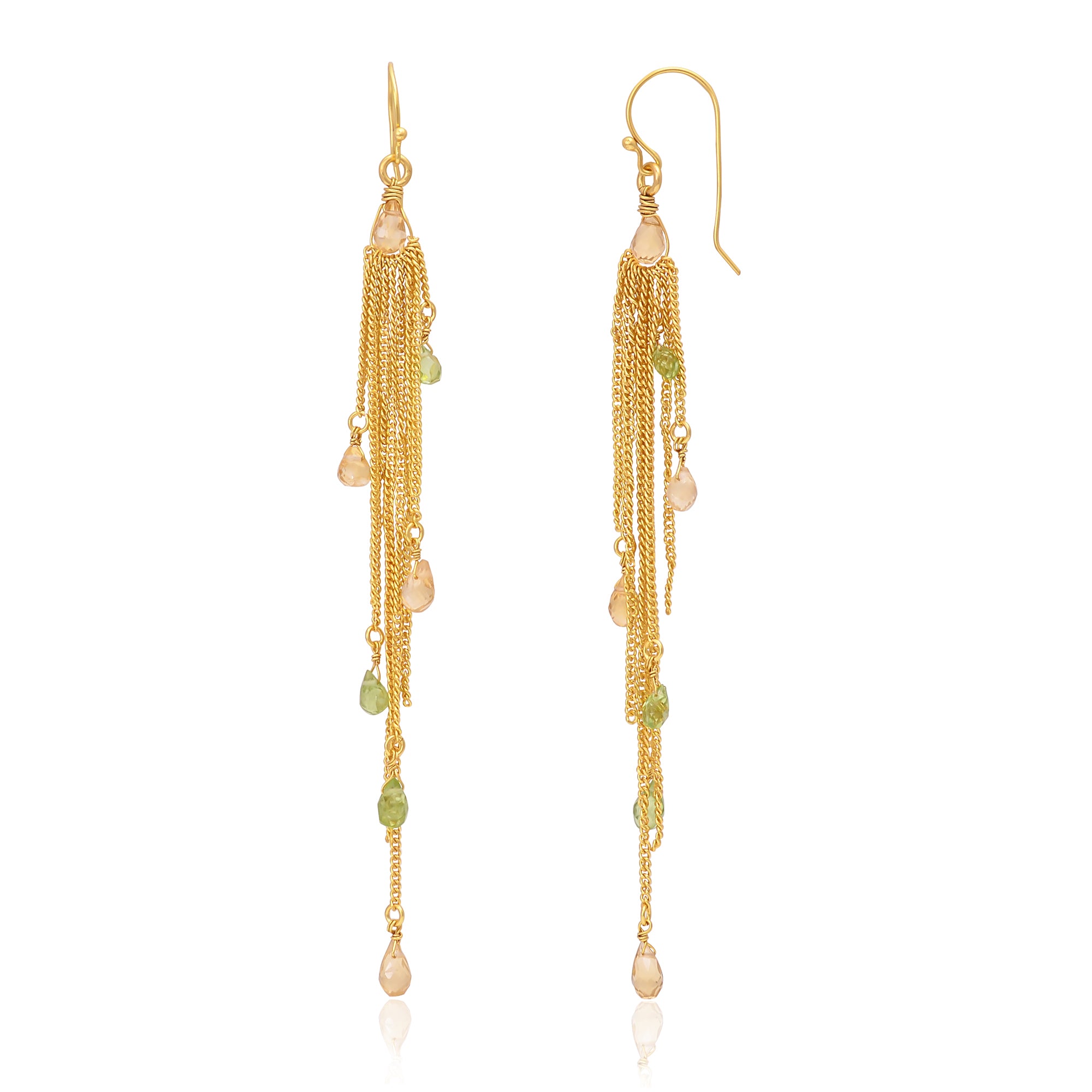 Silver Gold Plated Citrine and Peridot Earring