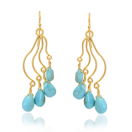 Silver Gold Plated Turquoise Earring