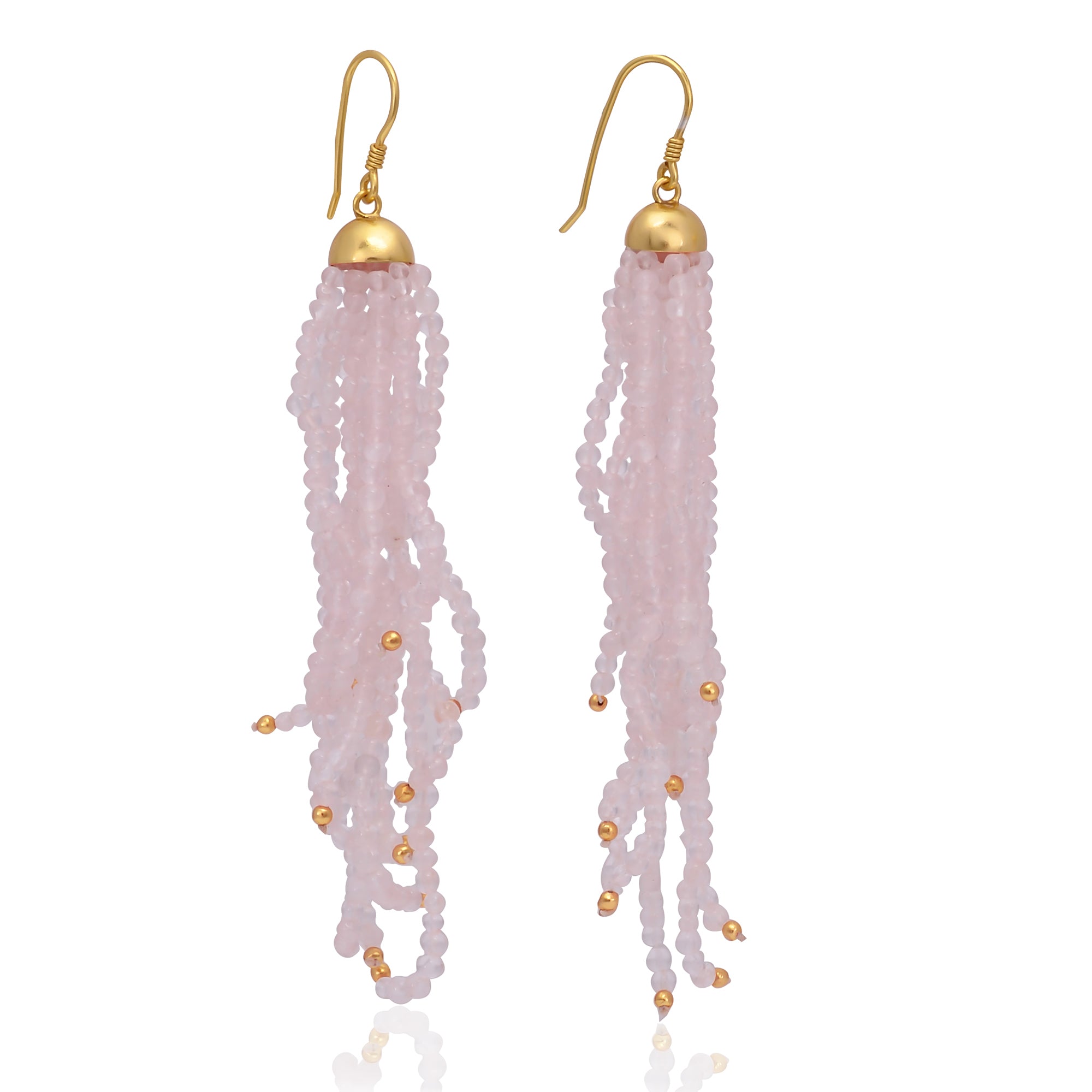 Silver Gold Plated Rose Quartz Earring