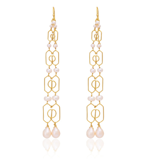 Silver Gold Plated Pearl Earring