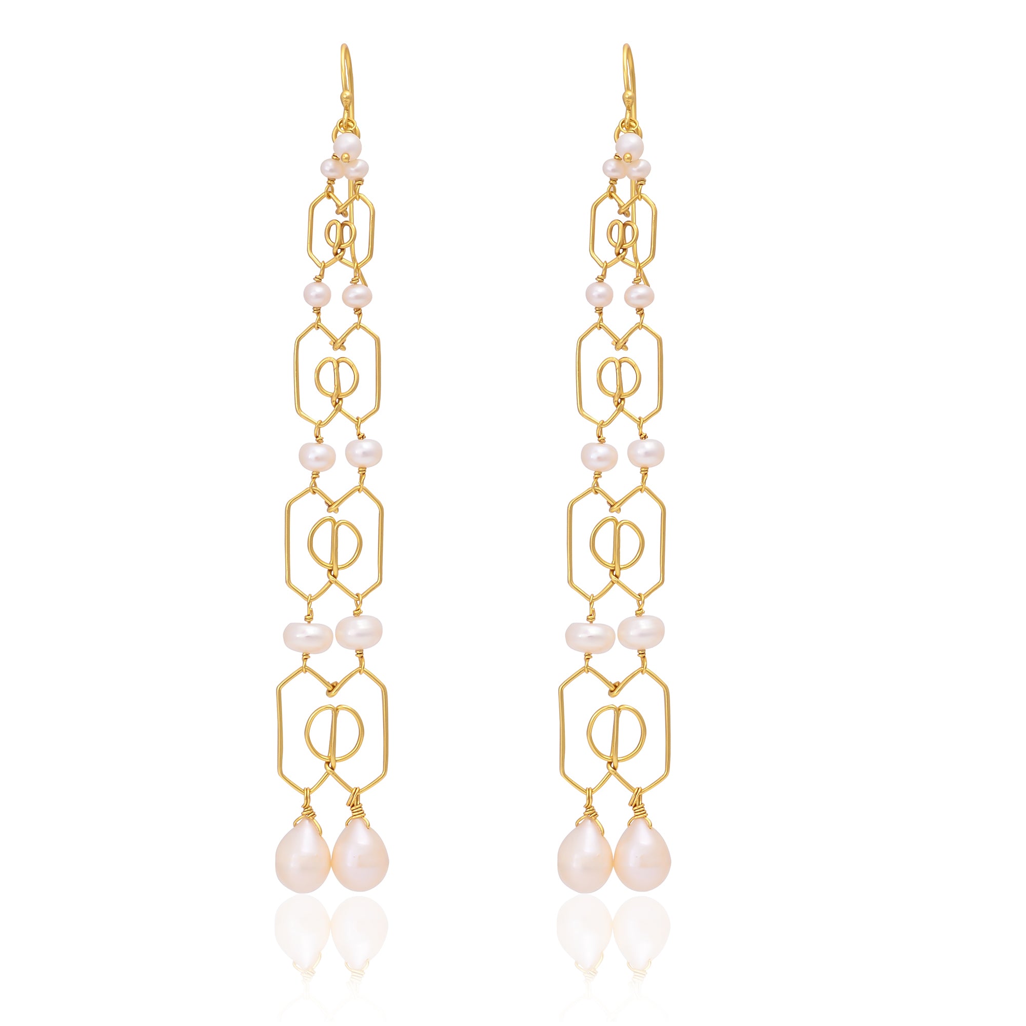 Silver Gold Plated Pearl Earring