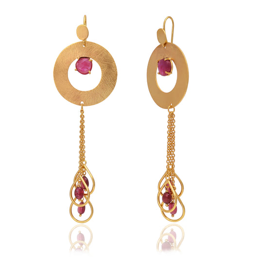 Silver Gold Plated Ruby Earrings