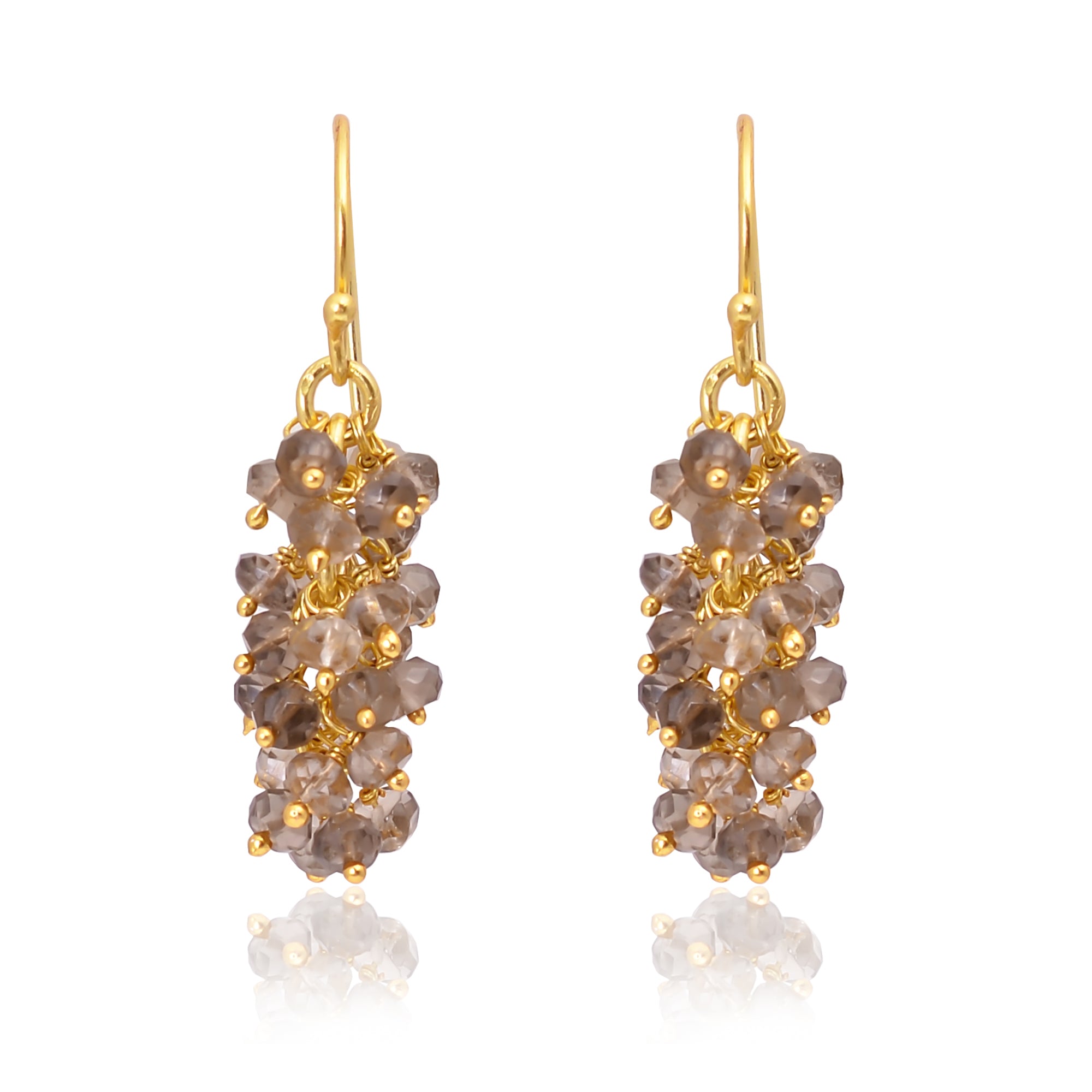 Silver Gold Plated Smoky Quartz Earring