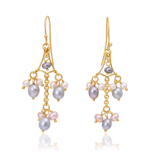 Silver Gold Plated Pearl Earring