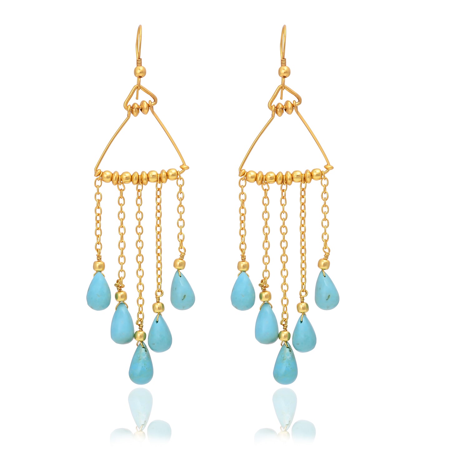 Silver Gold Plated Turquoise Earring