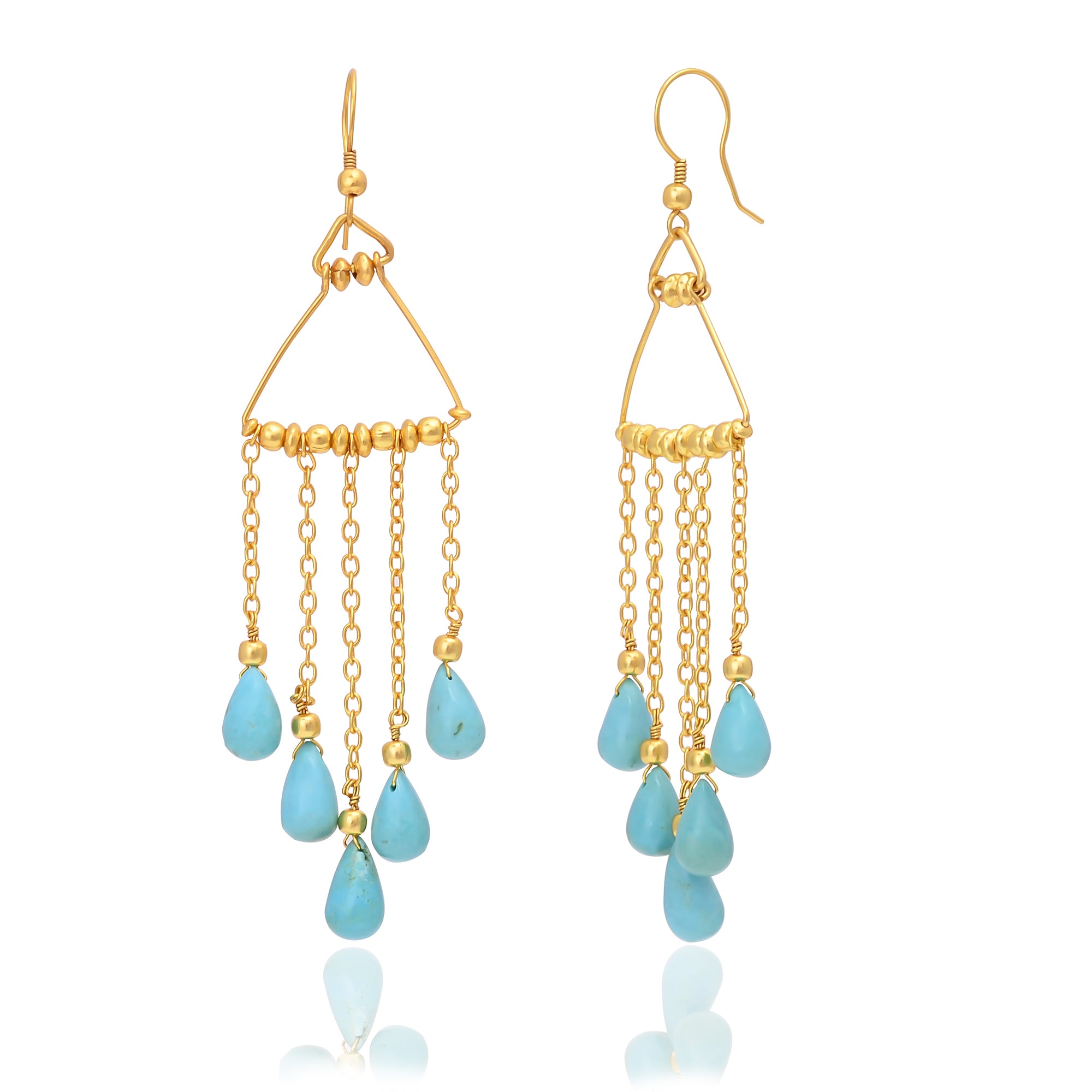 Silver Gold Plated Turquoise Earring