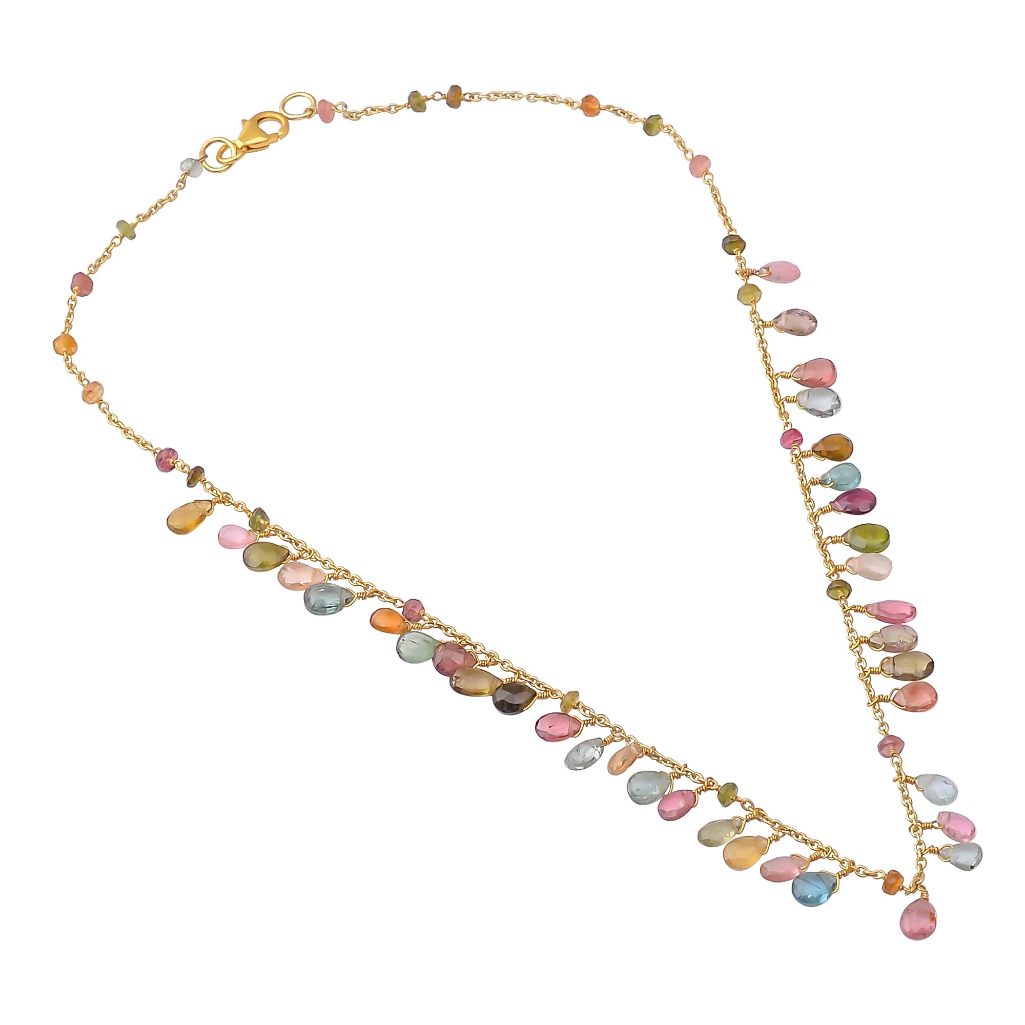 Buy Indian Handmade Silver Gold Plated Multi Tourmaline Necklace