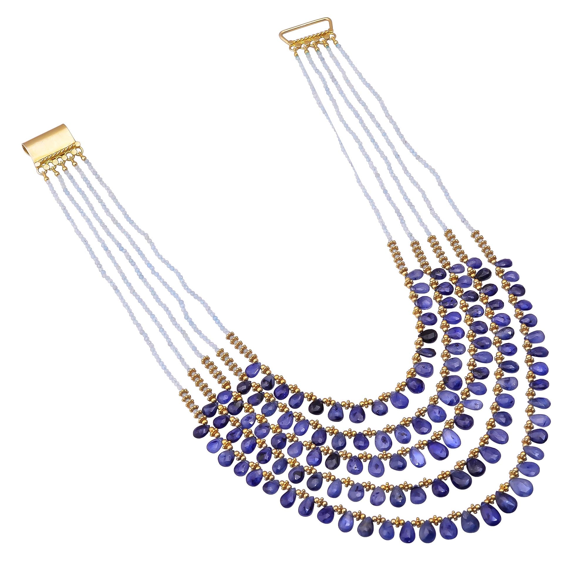 Buy Indian Handcrafted Silver Gold Plated Aquamarine/sapphire Necklace
