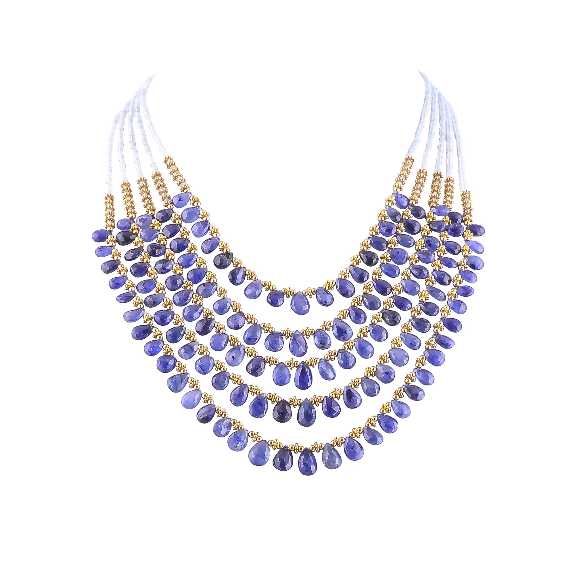 Buy Indian Handcrafted Silver Gold Plated Aquamarine/sapphire Necklace