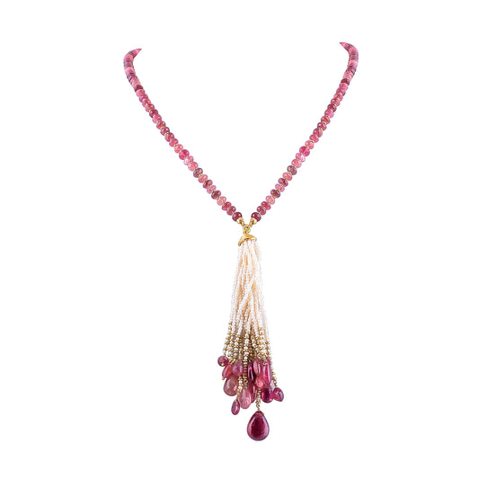 Buy Handmade Silver Gold Plated Pearl Cluster / Tourmaline Necklace