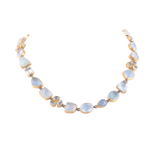 Buy Indian Handmade Silver Gold Black Plated Aquamarine Necklace