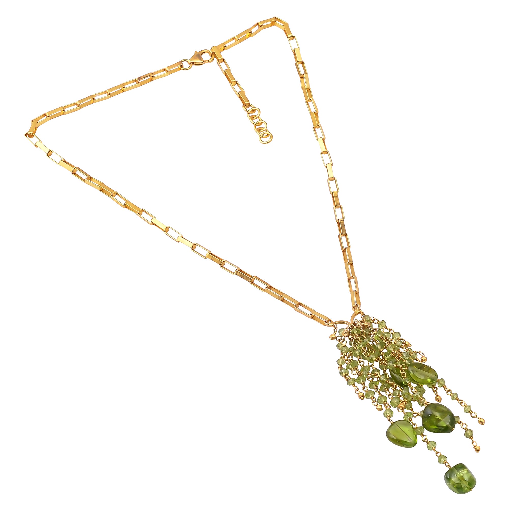 Buy Handmade Silver Gold Plated Peridot Cluster Necklace