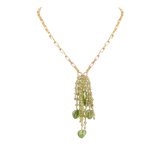 Buy Handmade Silver Gold Plated Peridot Cluster Necklace