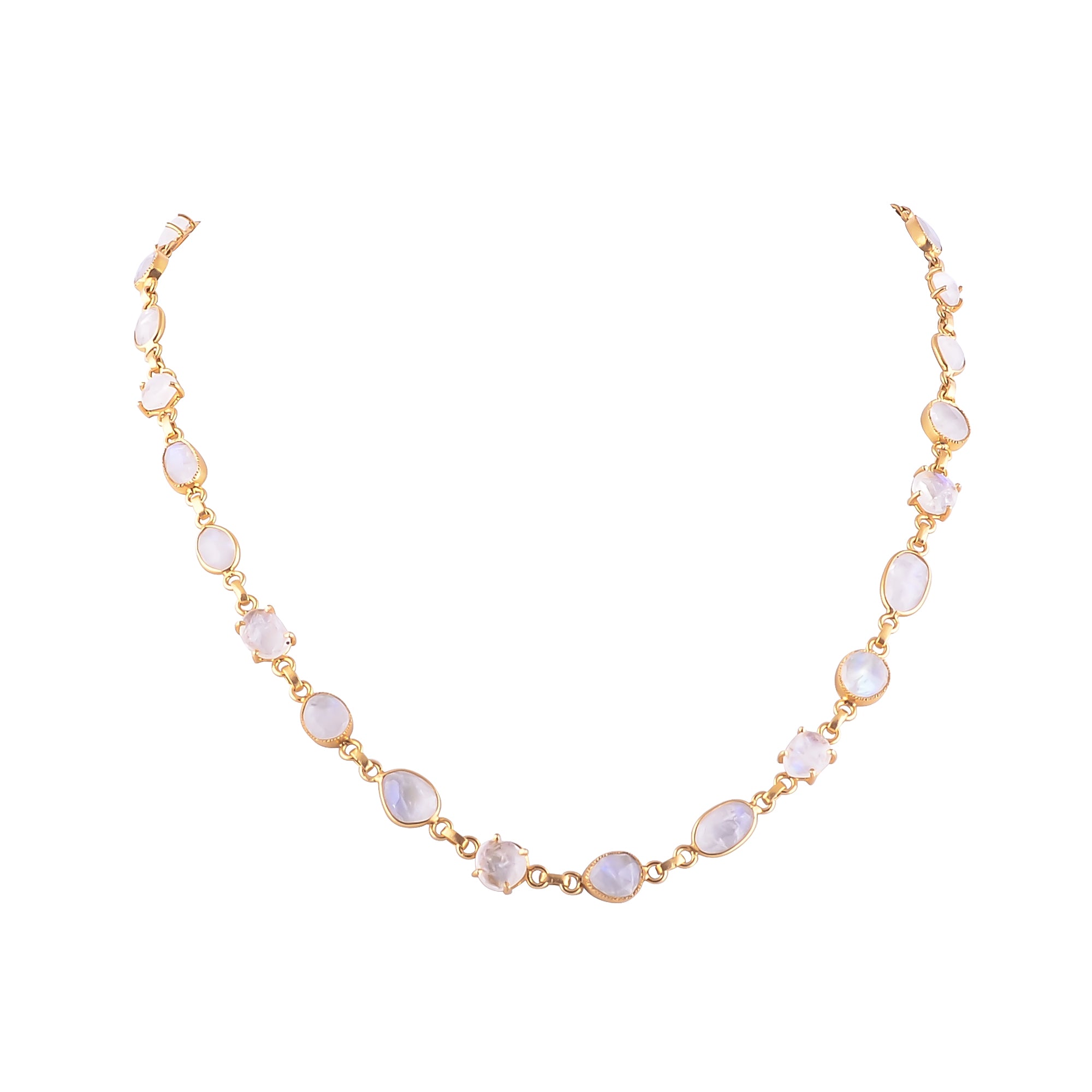 Buy Indian Handmade Silver Gold Plated Rainbow Moonstone Necklace