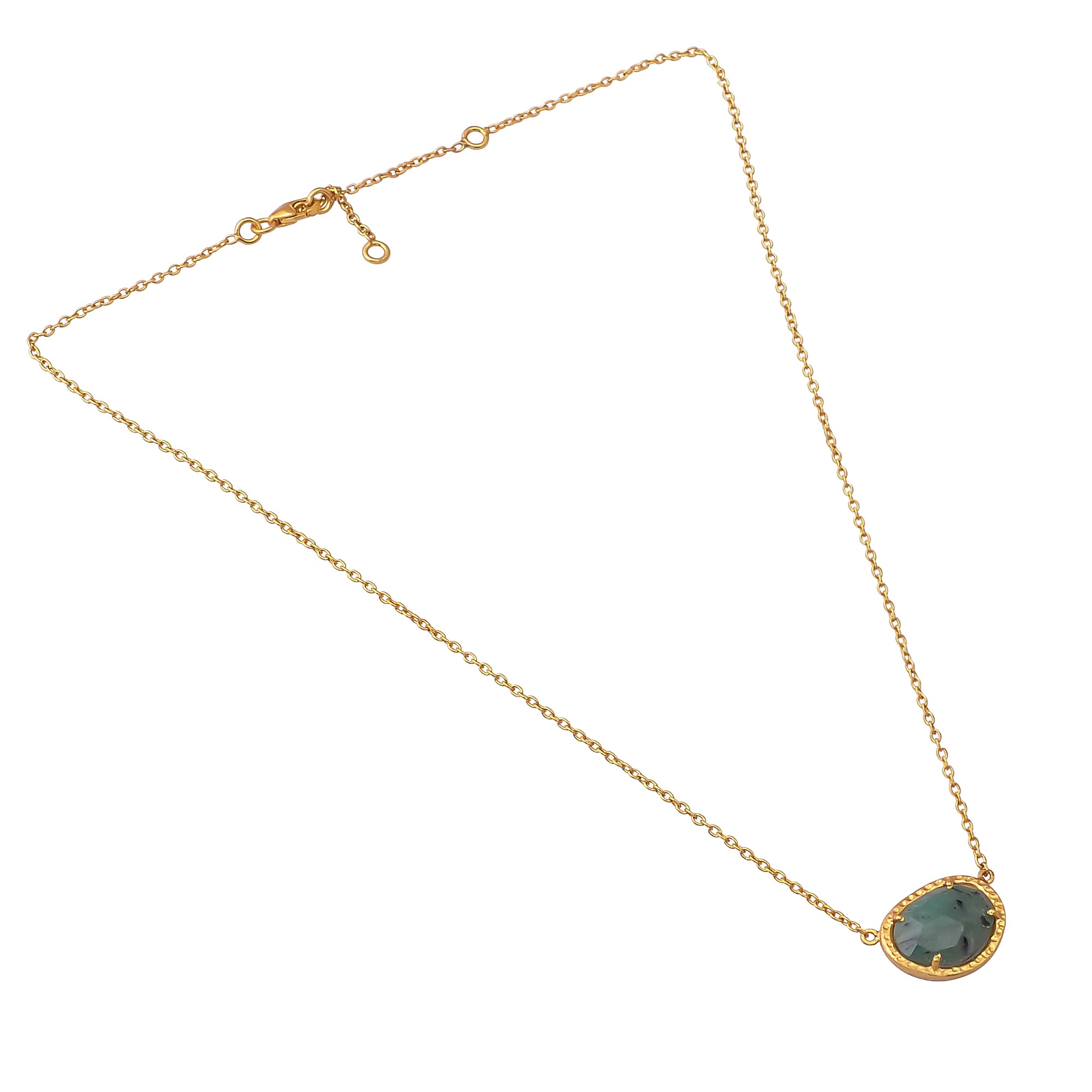 Buy Handcrafted Silver Gold Plated Emerald Necklace