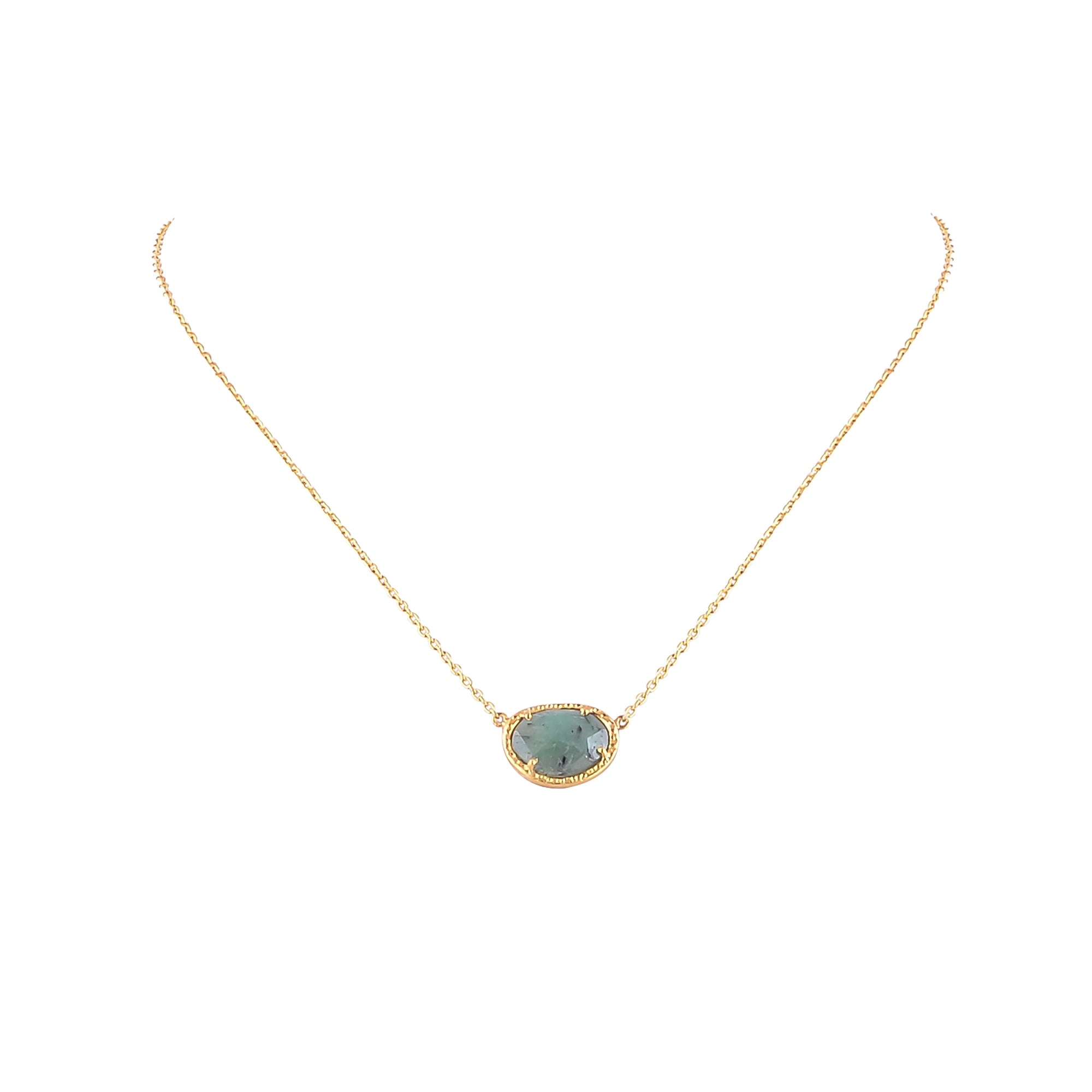 Buy Handcrafted Silver Gold Plated Emerald Necklace