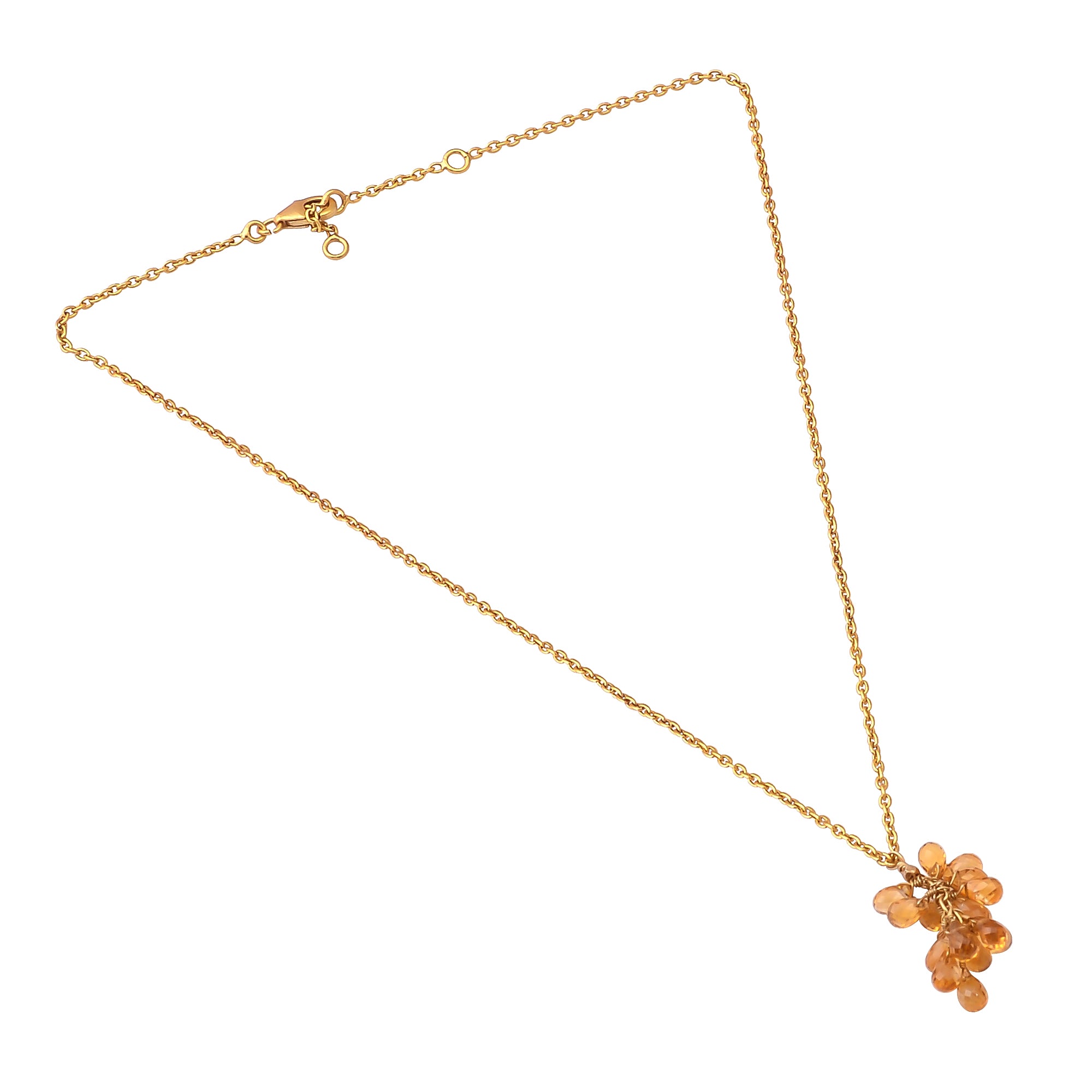 Buy Handcrafted Silver Gold Plated Citrine Drop Cluster Necklace
