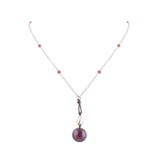 Buy Handmade Silver Ruby Pendant Washer Bead Long Necklace