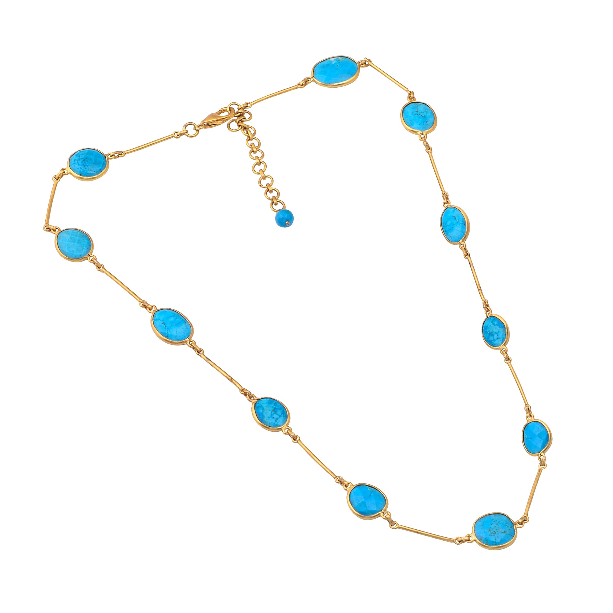 Buy Handcrafted Silver Gold Plated Turquoise Collet Pipe Necklace