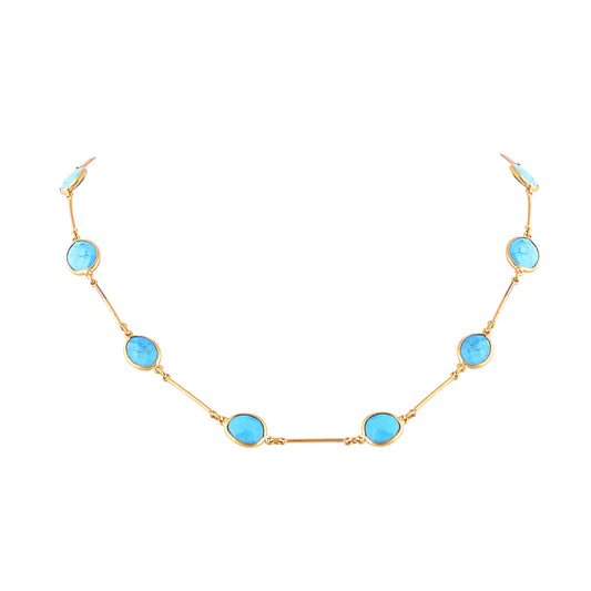 Buy Handcrafted Silver Gold Plated Turquoise Collet Pipe Necklace