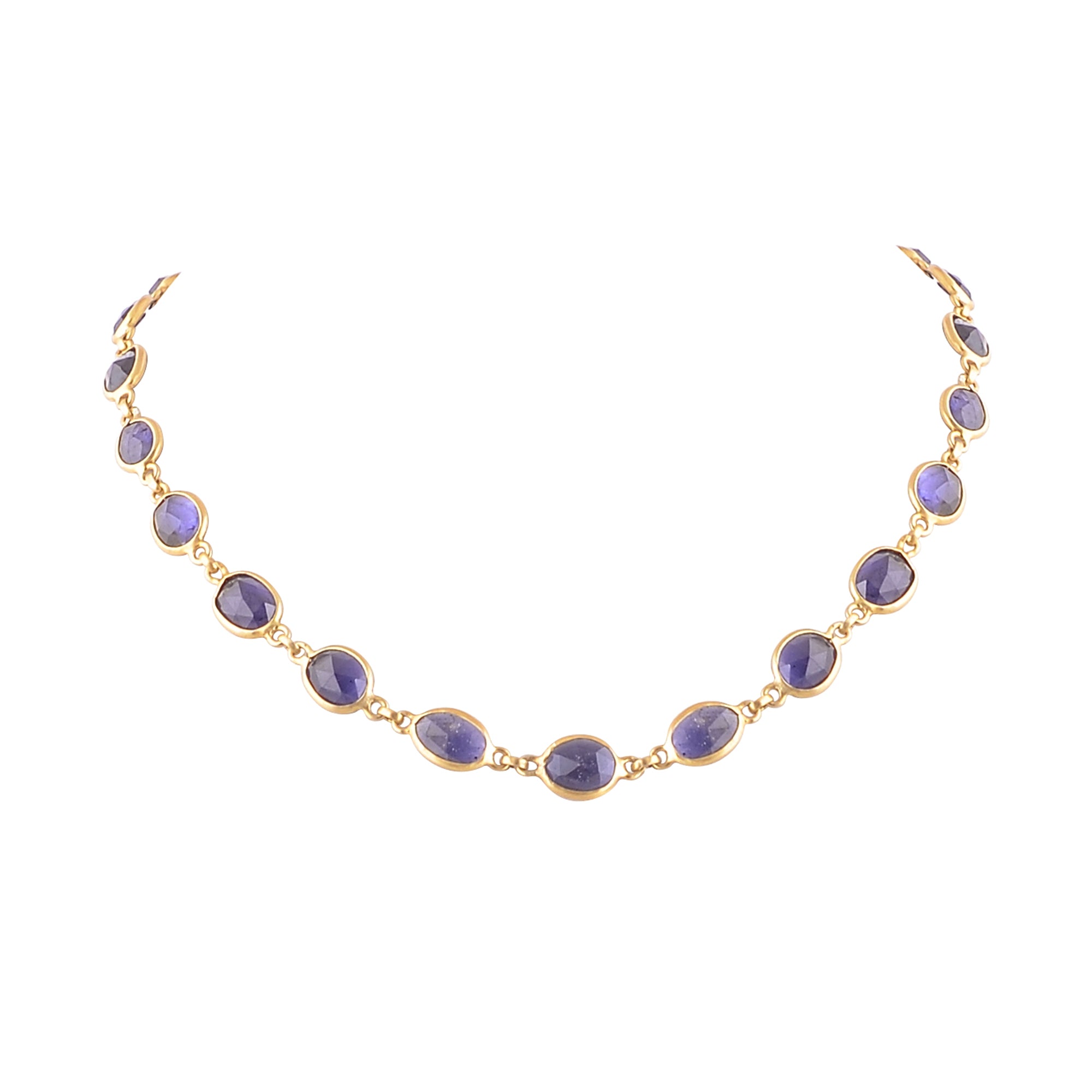 Buy Indian Handcrafted Silver Gold Plated Iolite Necklace
