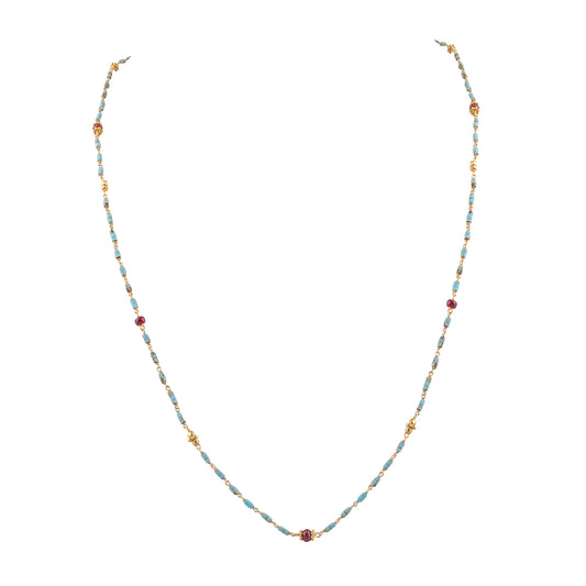 Buy Handmade Silver Gold Plated Turquoise Tubes/ruby Bead Necklace