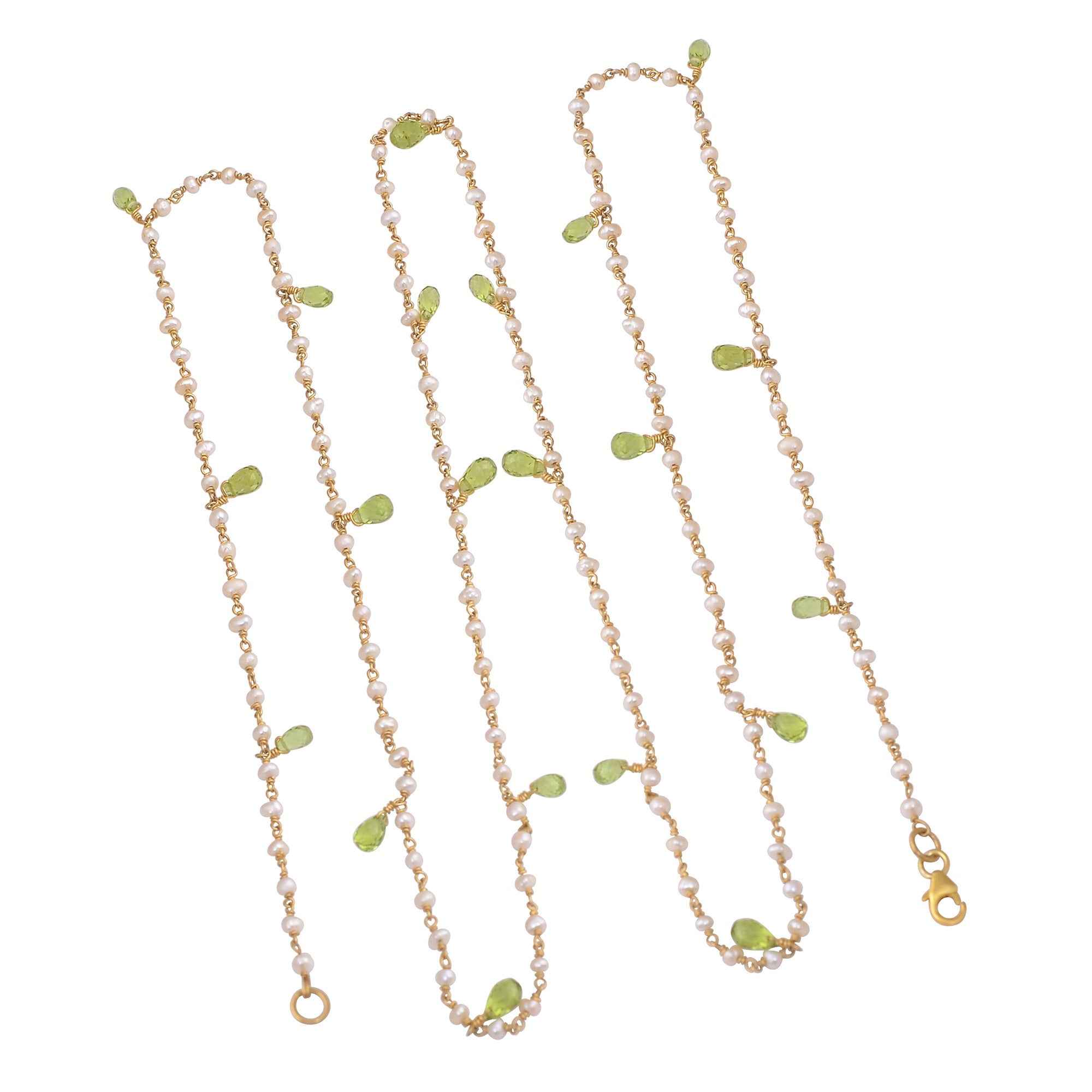 Buy Handcrafted Silver Gold Plated Peridot Drop/pearl Aanti Necklace
