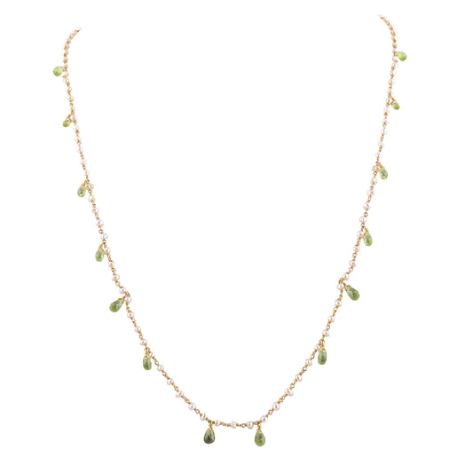 Buy Handcrafted Silver Gold Plated Peridot Drop/pearl Aanti Necklace