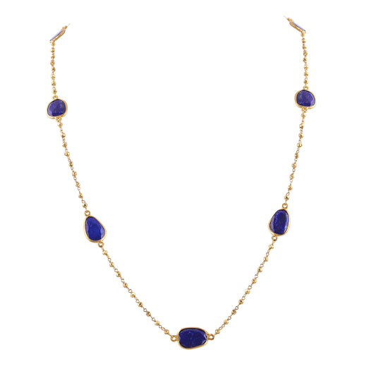 Buy Indian Handmade Silver Gold Plated Lapis Long Necklace