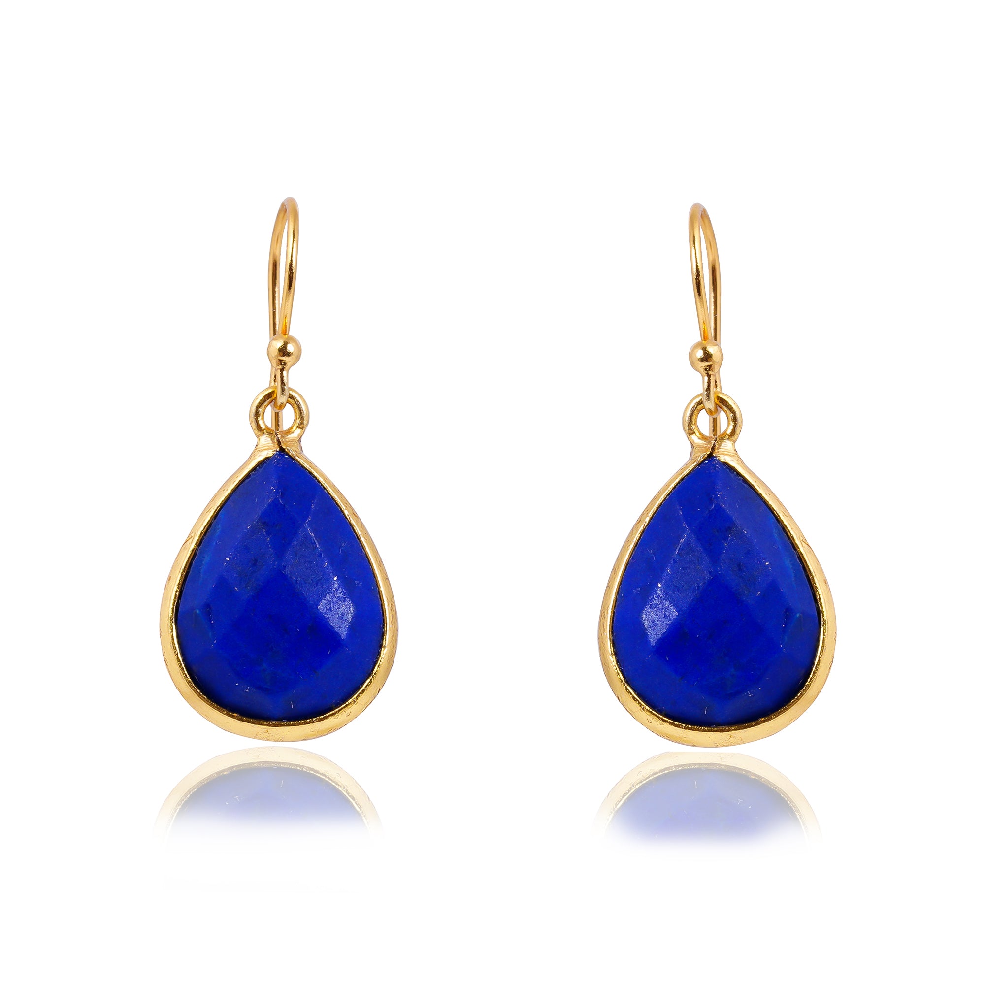 Buy Handcrafted Silver Gold Plated Blue Lapis Earring