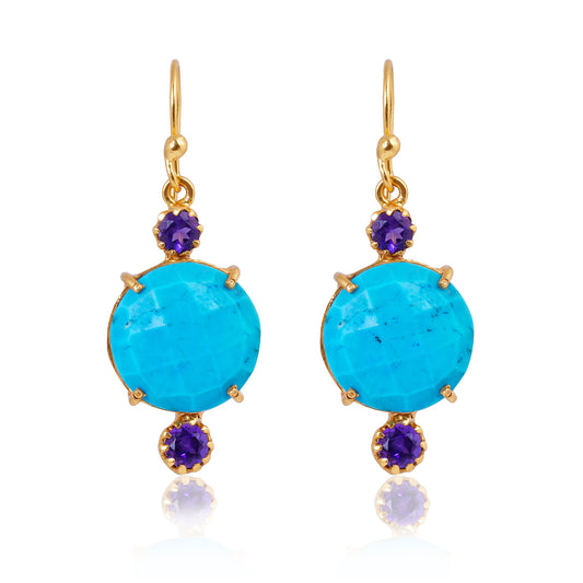 Buy Handmade Silver Gold Plated Turquoise / Amethyst Earring