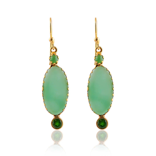 Buy Handmade Silver Gold Plated Green Onyx/green Tourmaline Earring