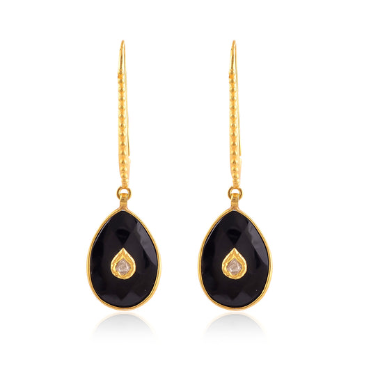 Buy Indian Handmade Silver Gold Plated Black Onyx/diamond Jadau Earring